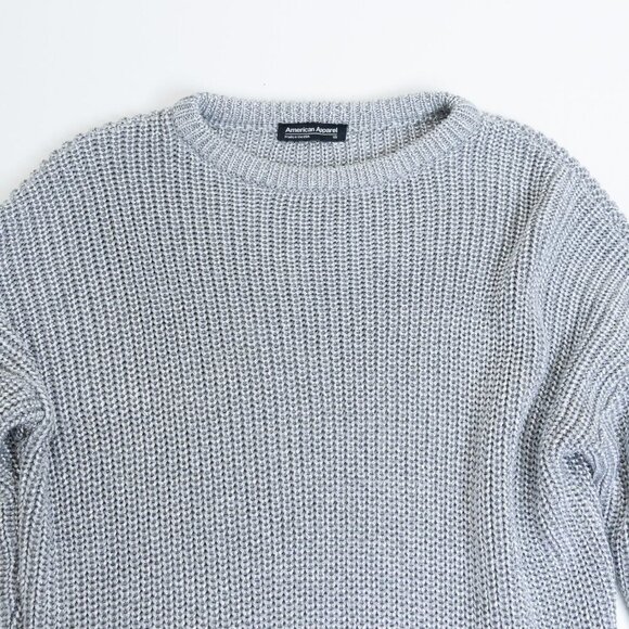 American Apparel Metallic Cable Knit Sweater Silver XS - Picture 5 of 11